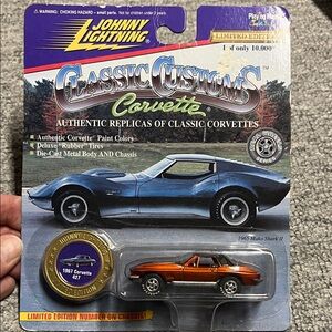 Johnny Lightning Classic Customs Corvette Die-Cast Model - Blue and Orange